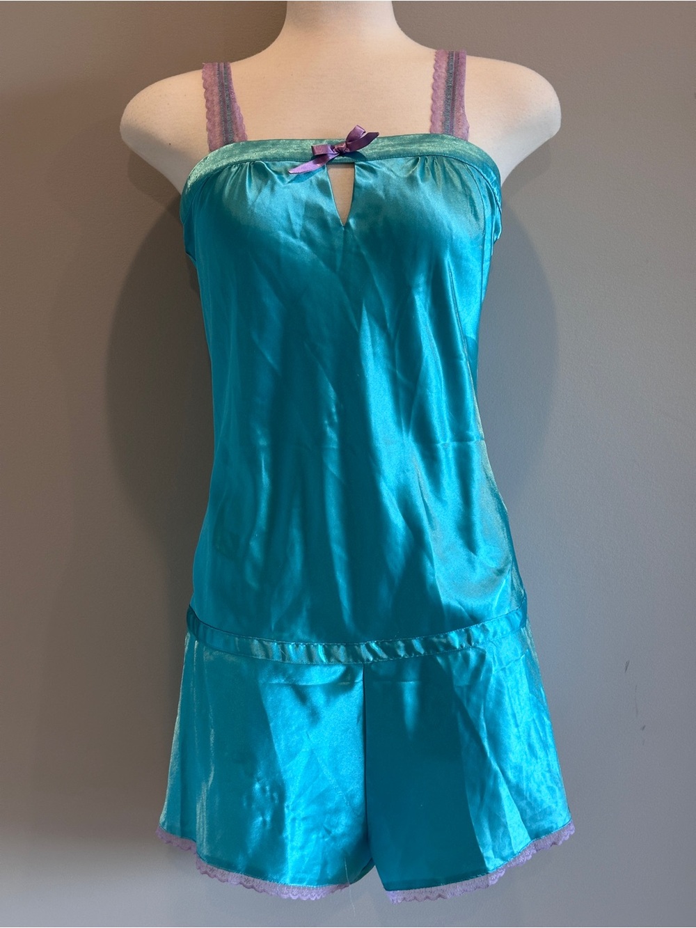Silky Teal & Lavender sleep romper